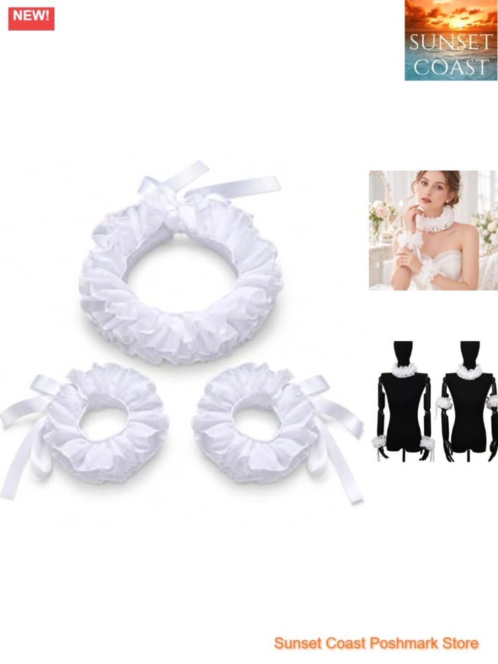 Chiffon Ruffle Collar & Cuff Set Victorian Cosplay Costume Accessory